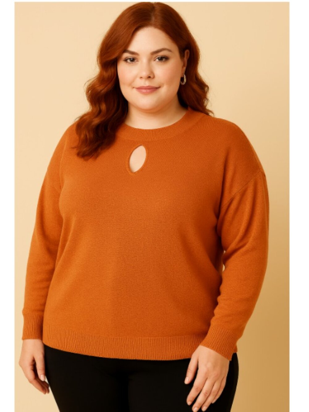 City Chic Burnt Orange Keyhole Sweater- Size XXS (US 14) 🧡